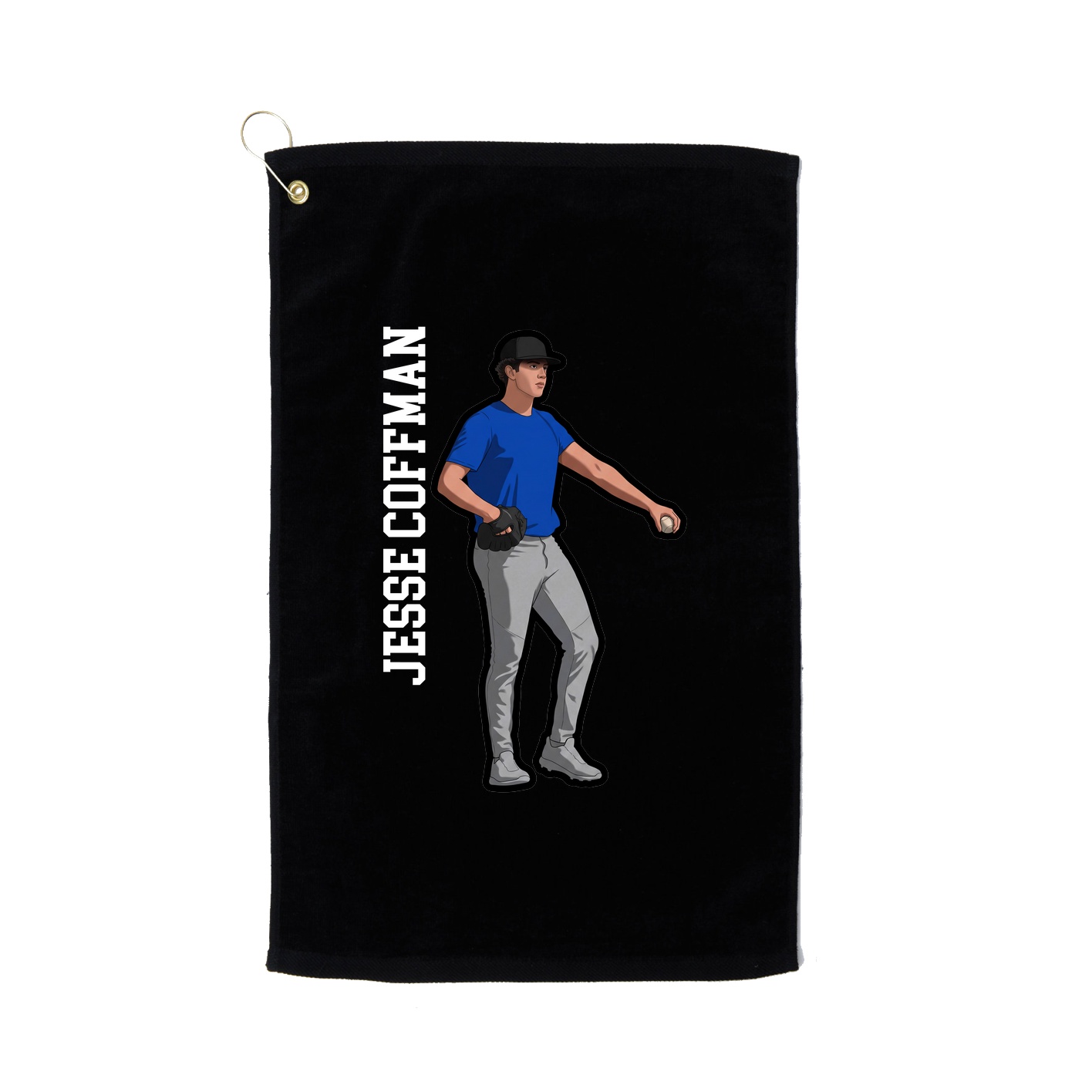 Golf Towel — Name Vertical in Black