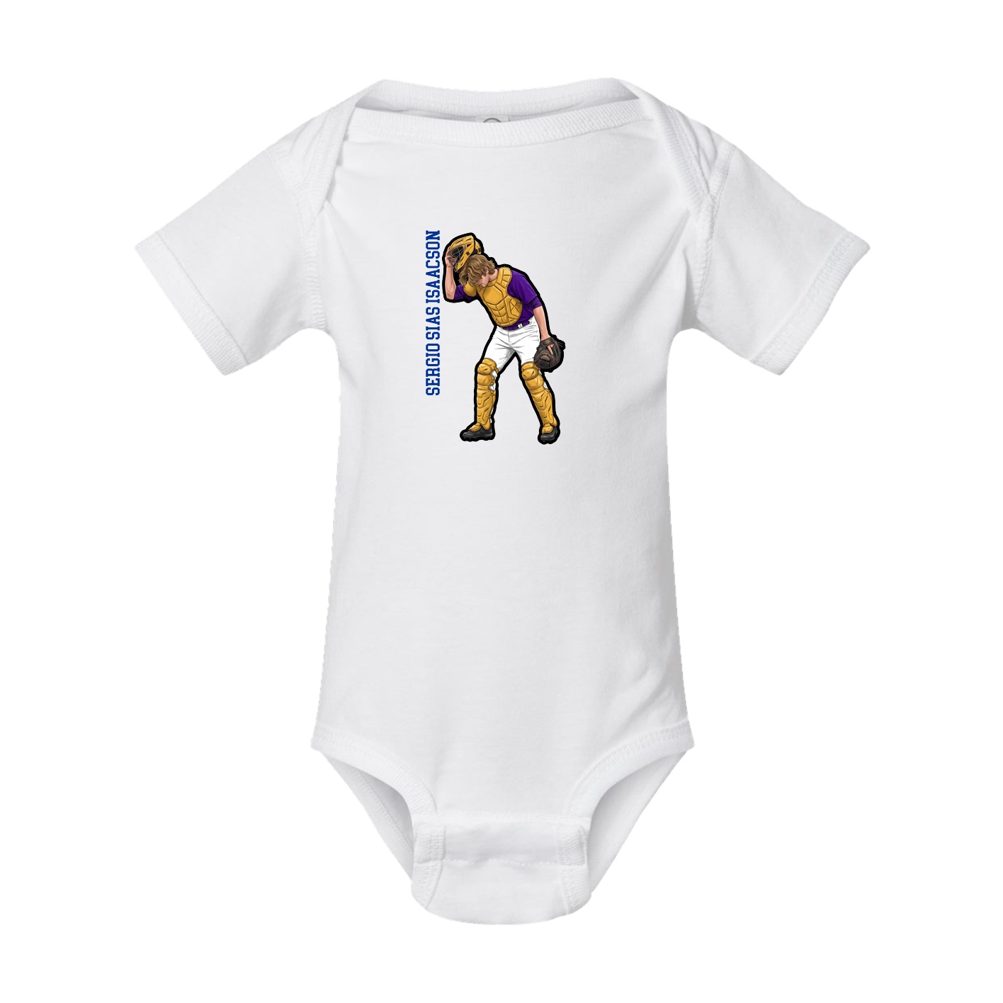 Baby Onesie — Name Vertical in White