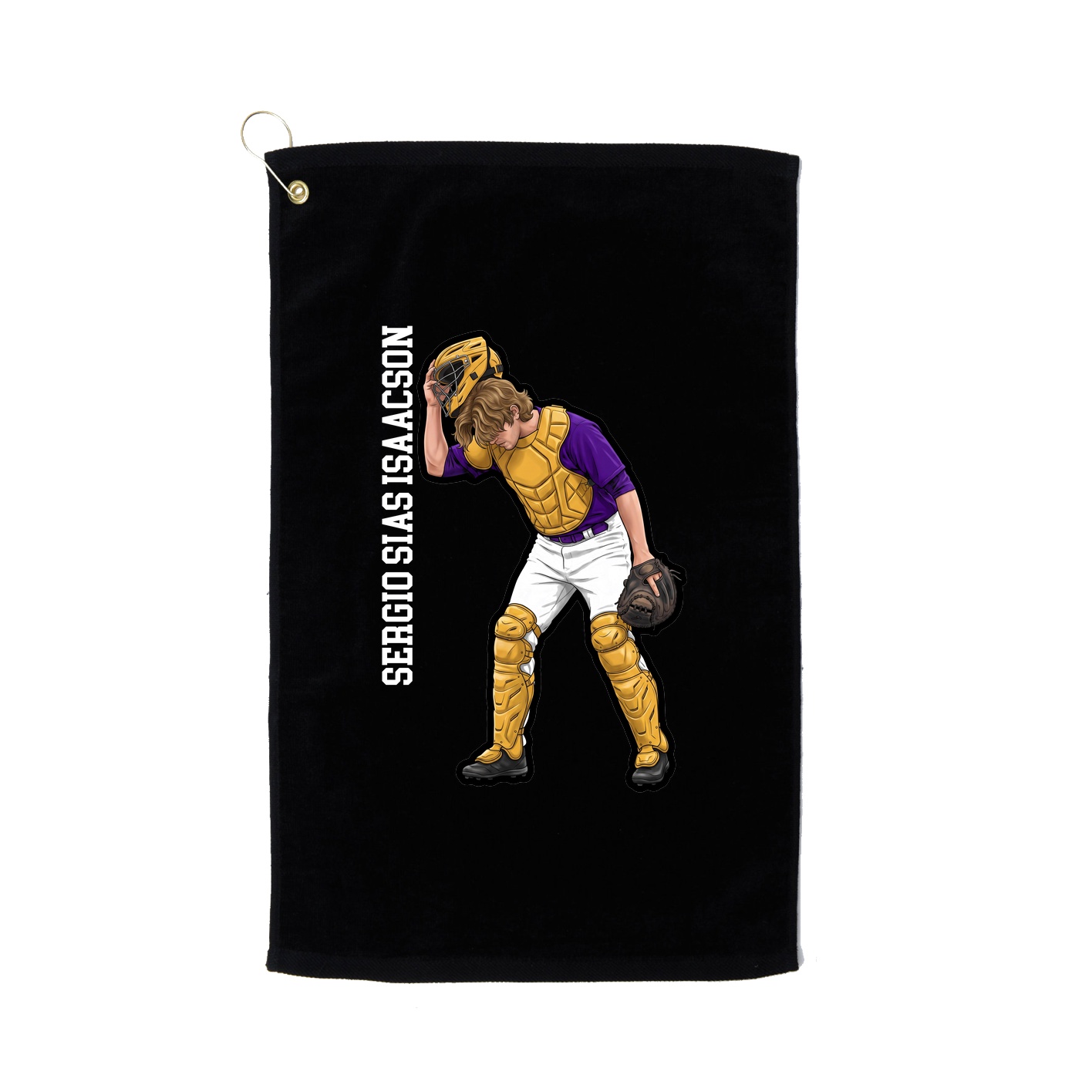 Golf Towel — Name Vertical in Black