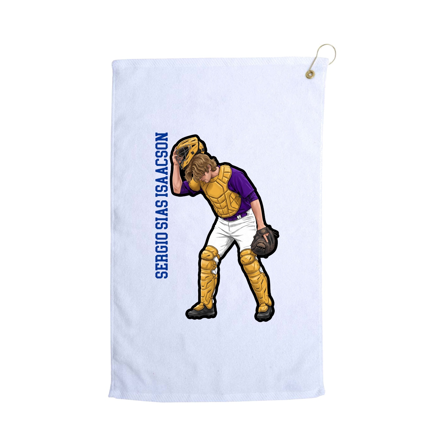 Golf Towel — Name Vertical in White