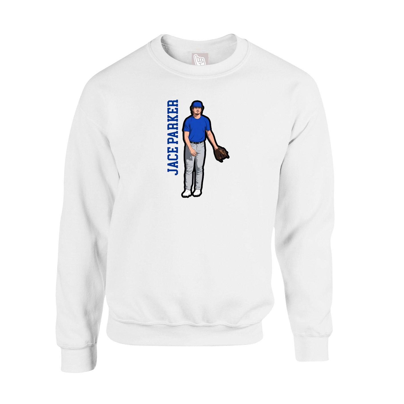 Fleece Crew — Name Vertical in White