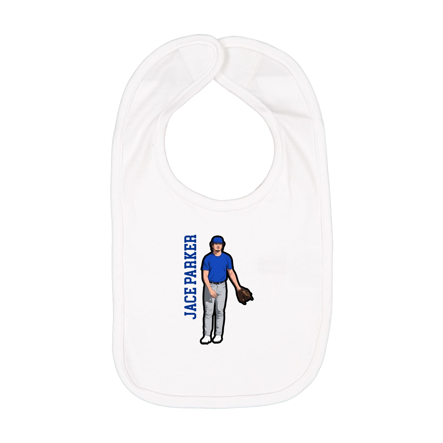 Infant Bib — Name Vertical in White
