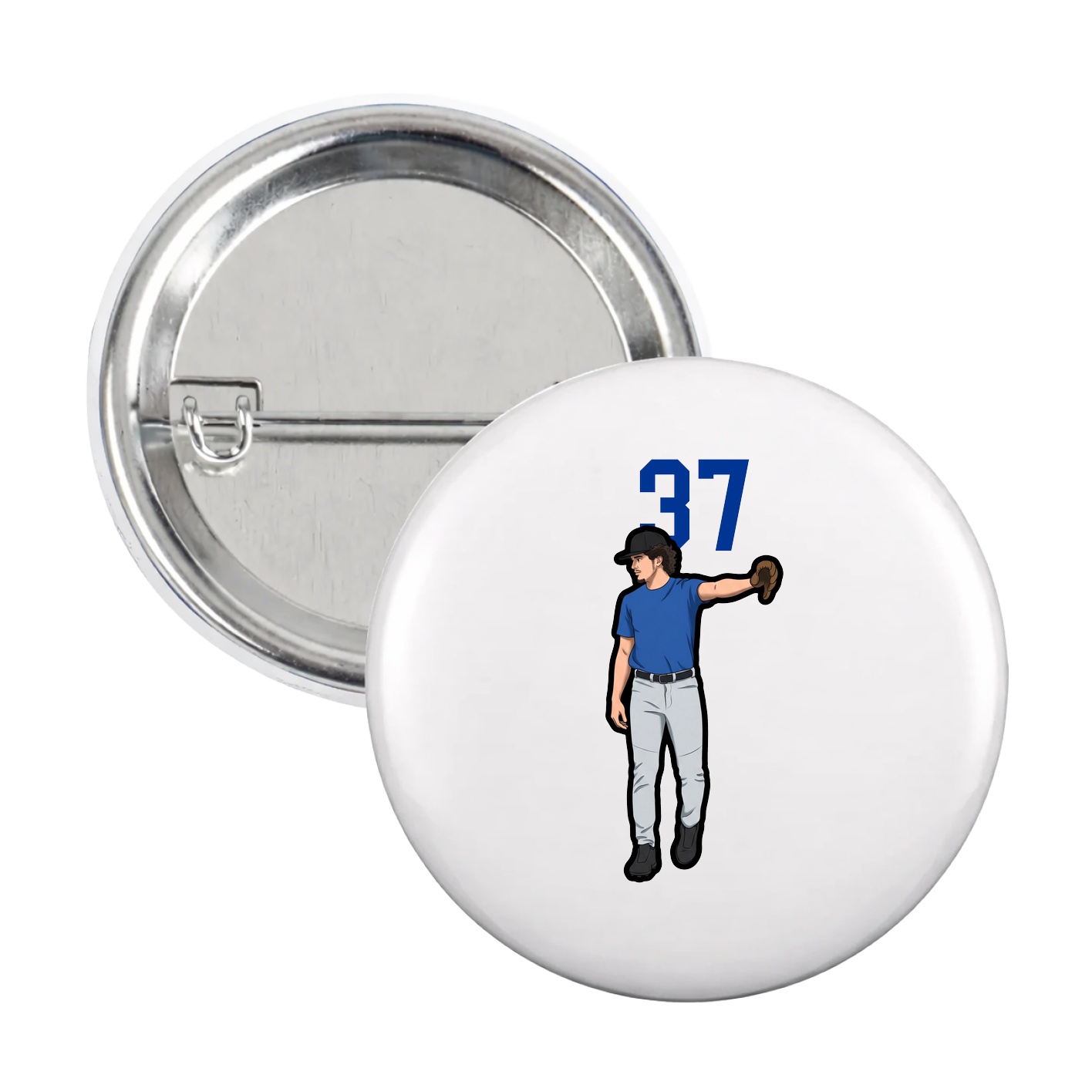 Game Day Button — Number Top in White