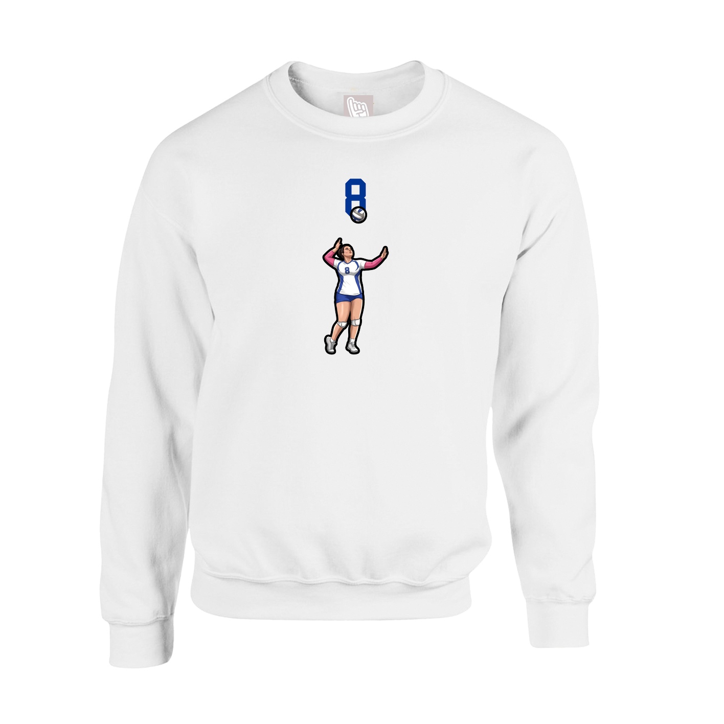 Fleece Crew — Number Top in White