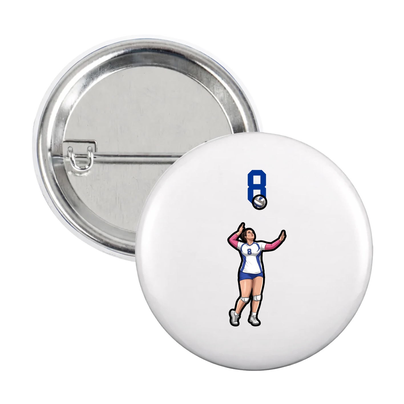 Game Day Button — Number Top in White