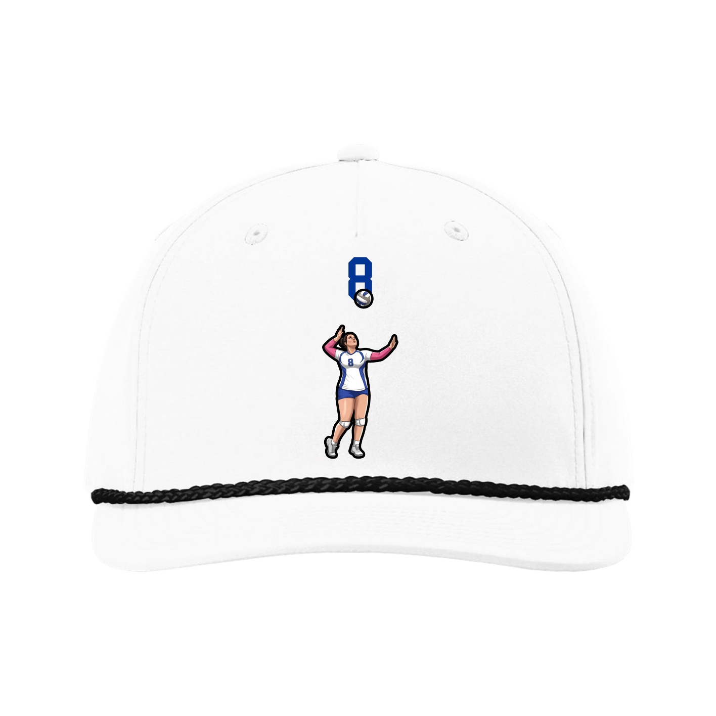 Five-Panel Classic Rope Cap — Number Top in White
