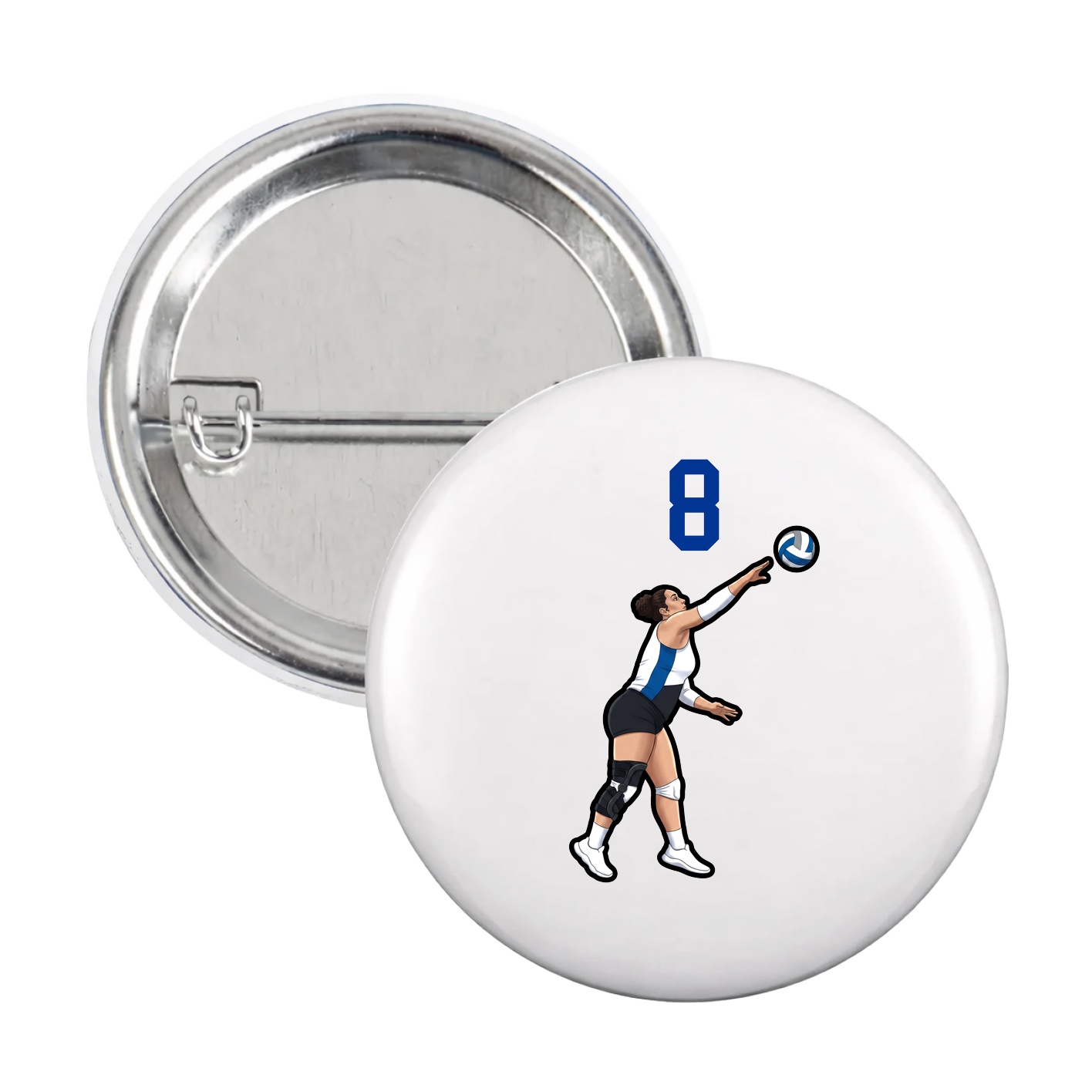Game Day Button — Number Top in White