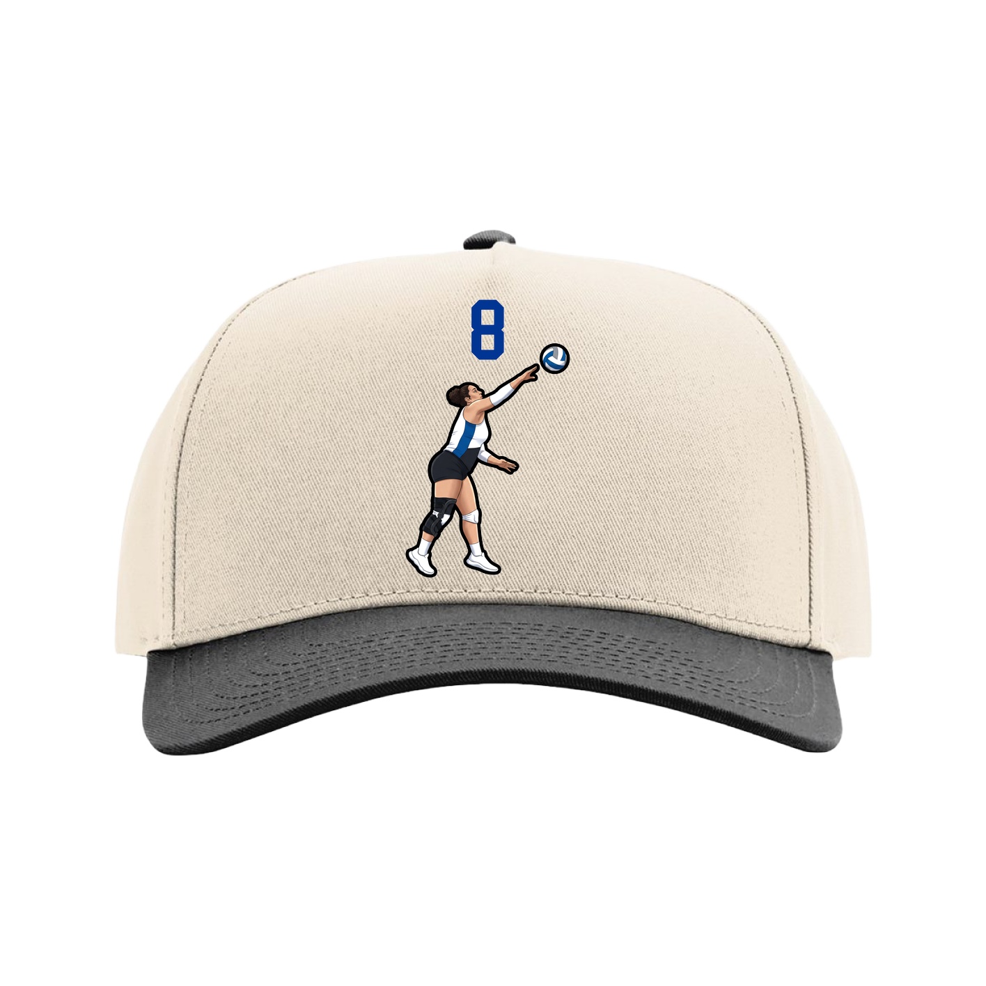Full Fabric Five-Panel Champ Cap — Number Top in Cream/Black