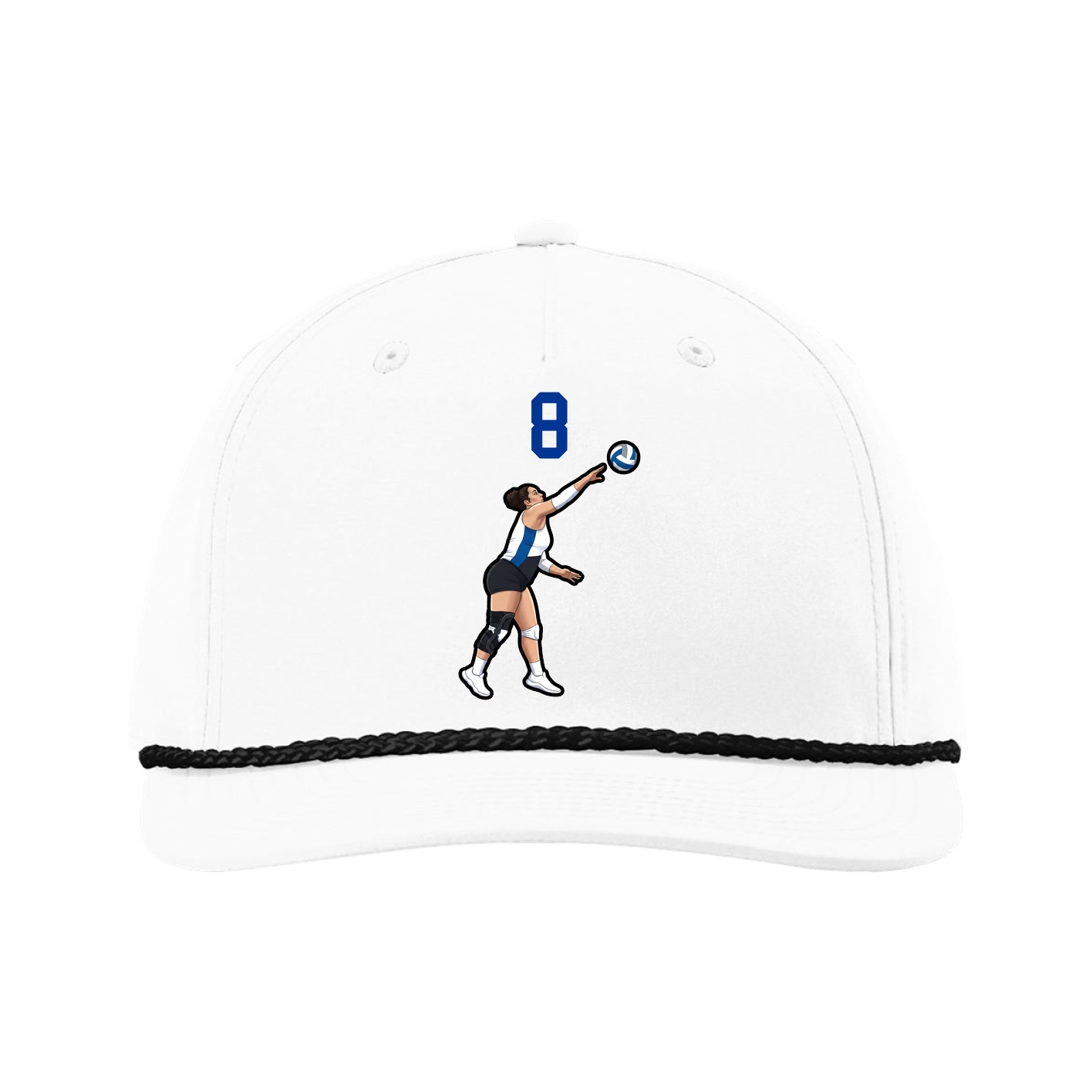 Five-Panel Classic Rope Cap — Number Top in White