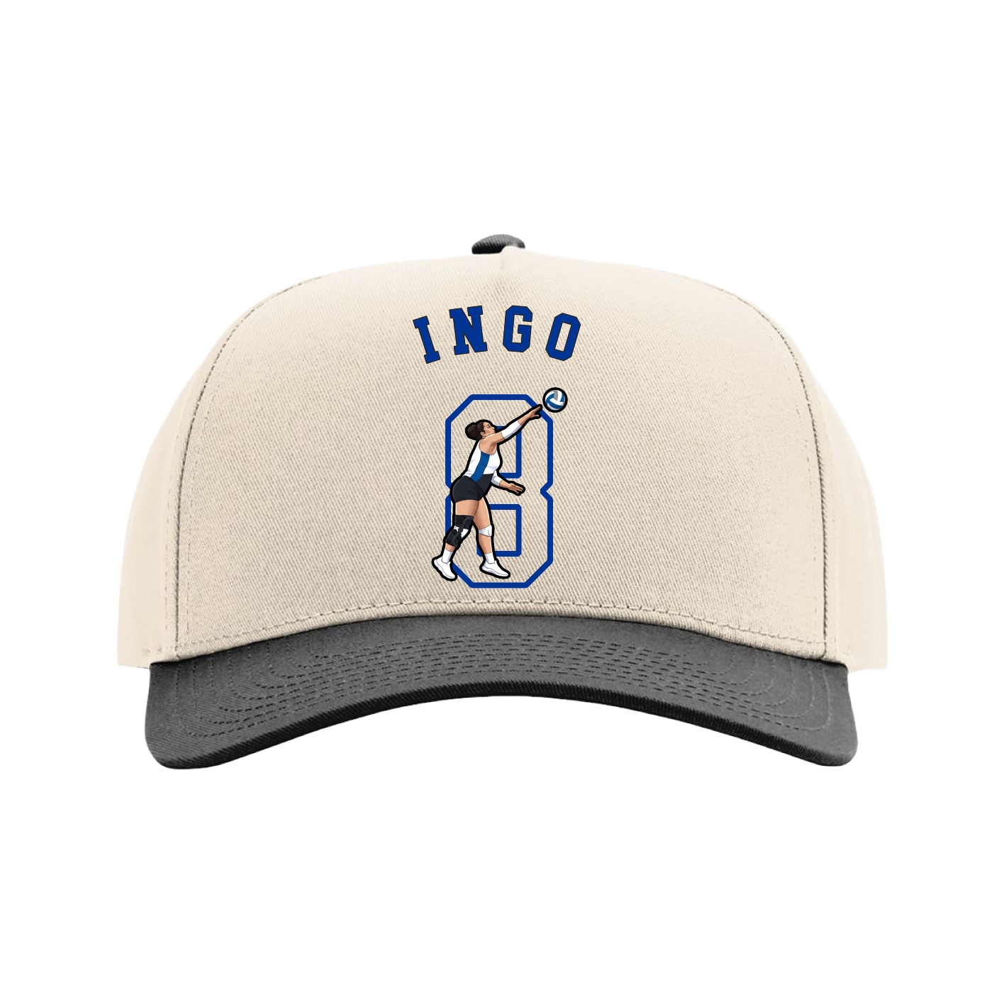 Full Fabric Five-Panel Champ Cap — Shirsey Arch in Cream/Black