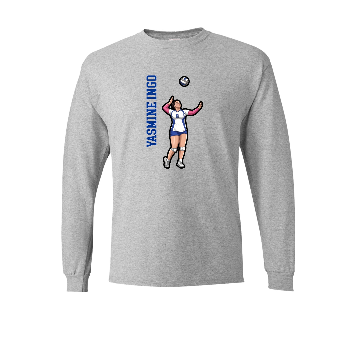 Long Sleeve Tee — Name Vertical in Grey