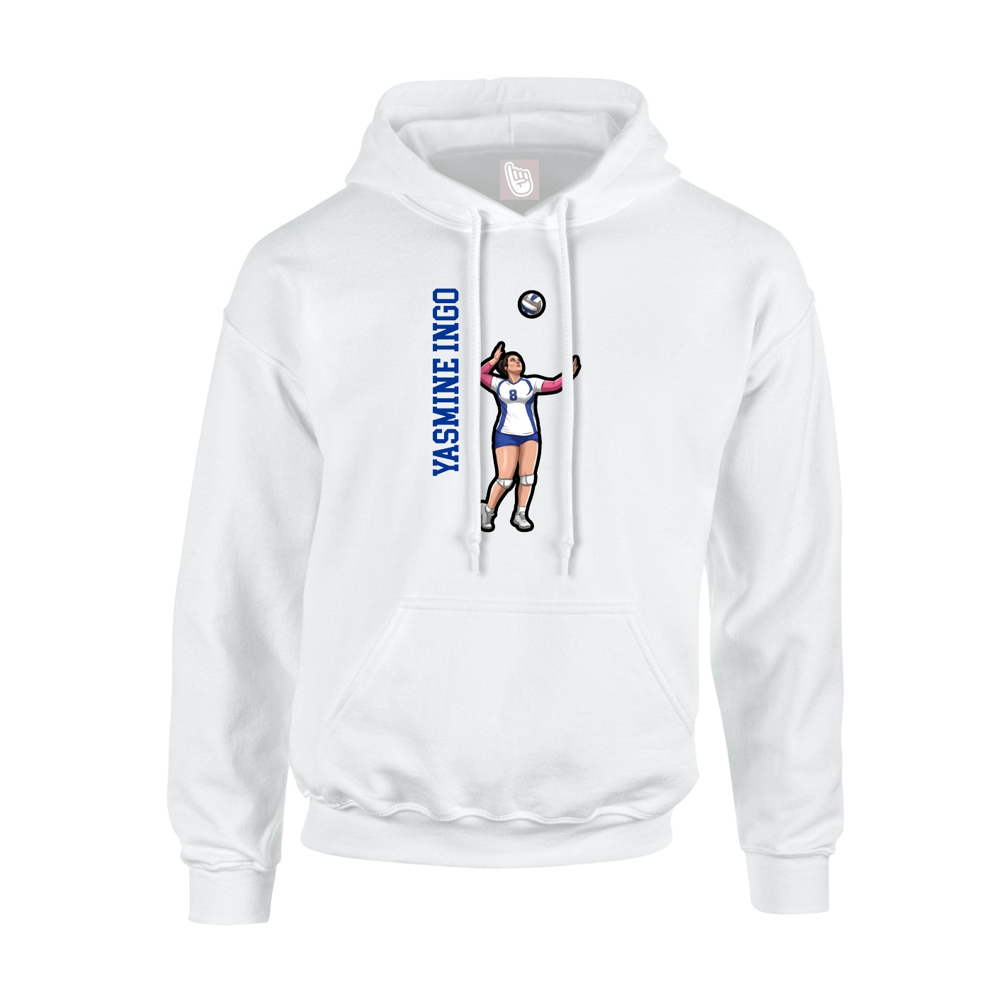 Youth Hoodie — Name Vertical in White