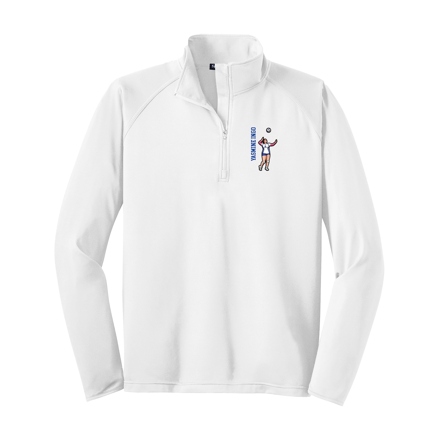 Q-Zip Pullover — Name Vertical in White
