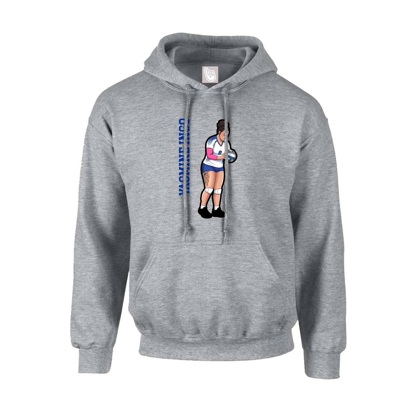 Hoodie — Name Vertical in Grey