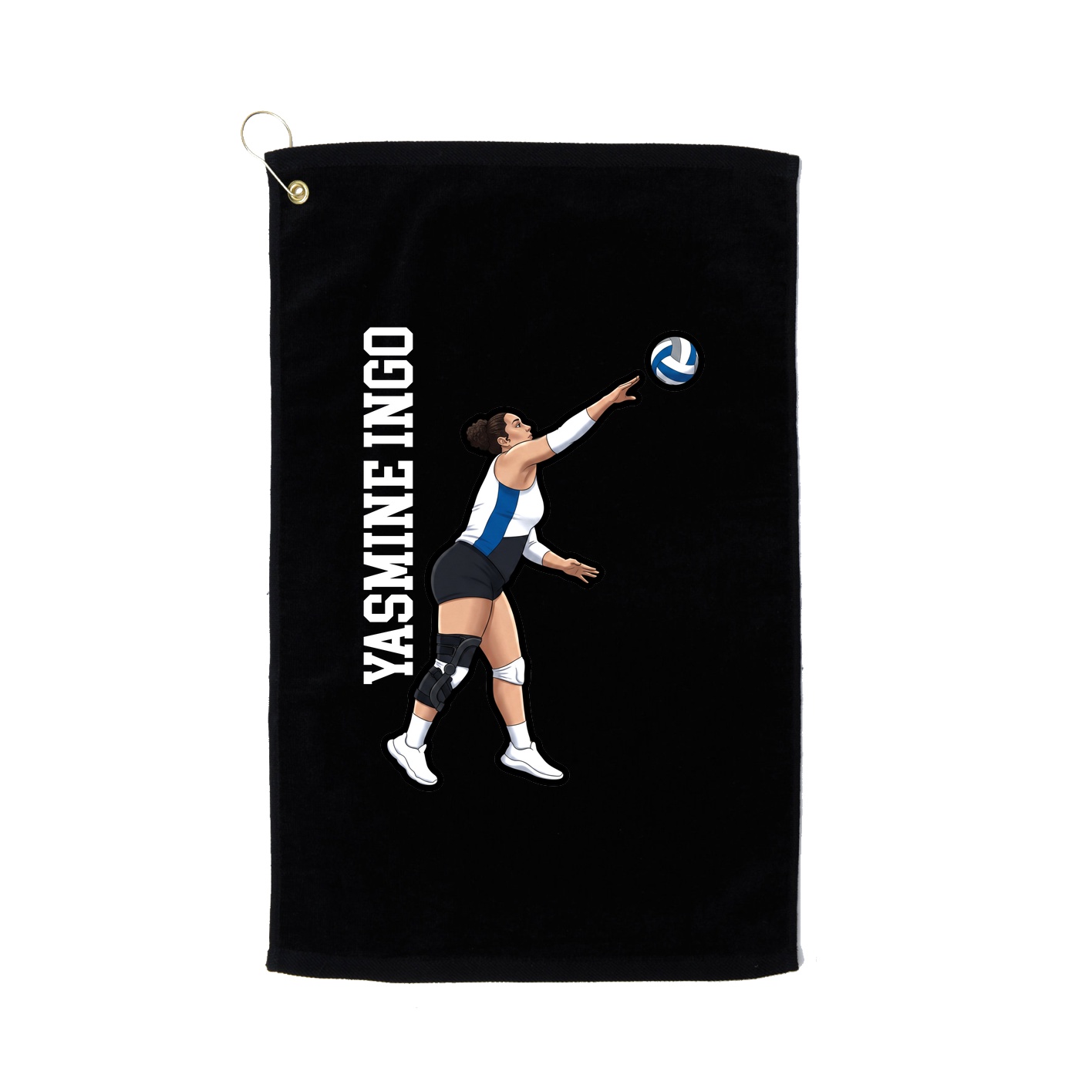 Golf Towel — Name Vertical in Black