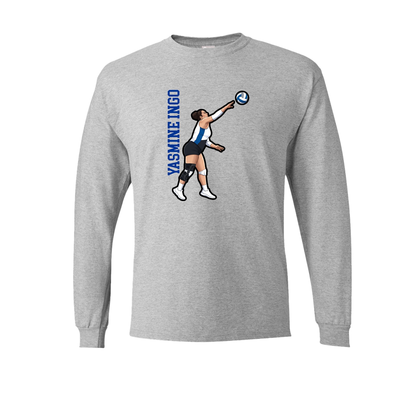 Long Sleeve Tee — Name Vertical in Grey