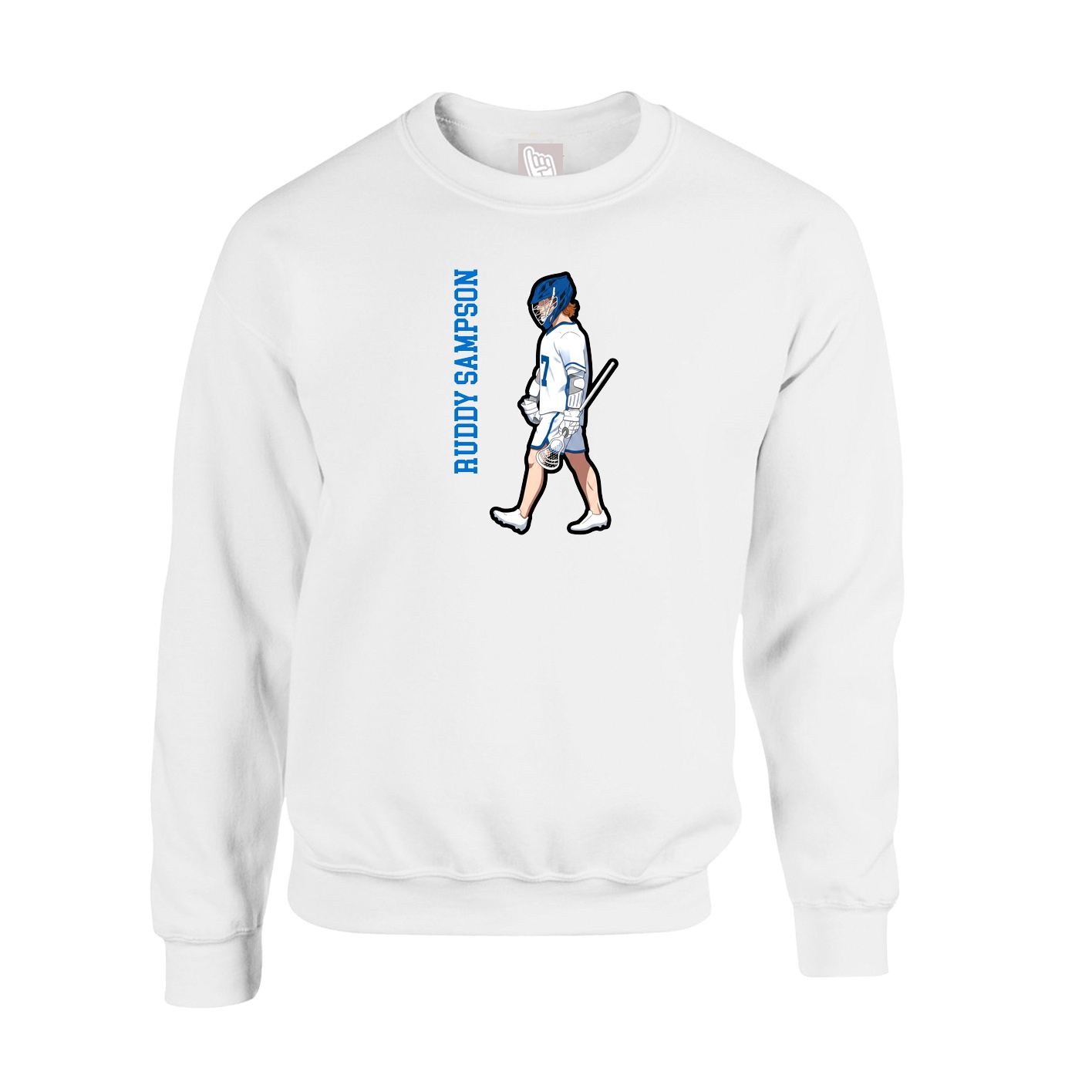 Fleece Crew — Name Vertical in White