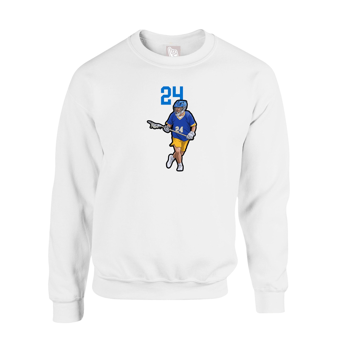 Fleece Crew — Number Top in White