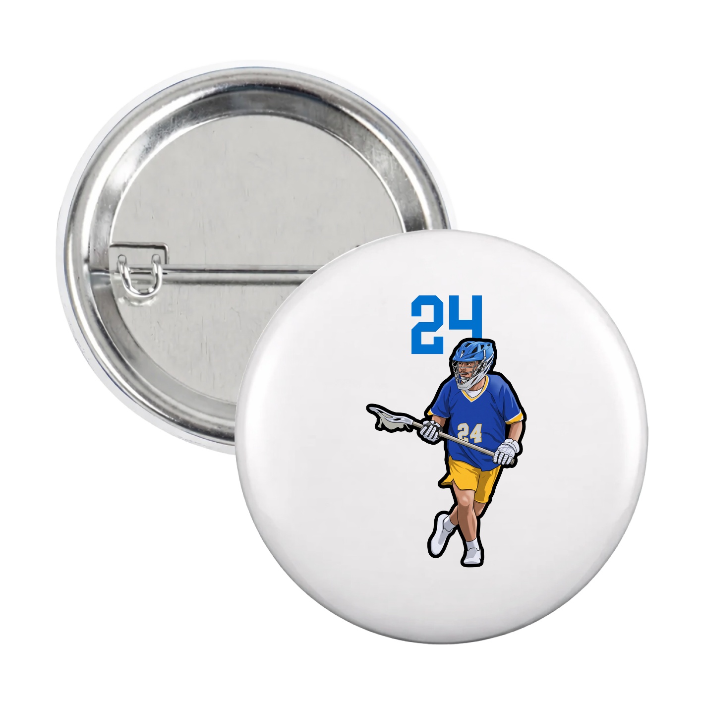 Game Day Button — Number Top in White