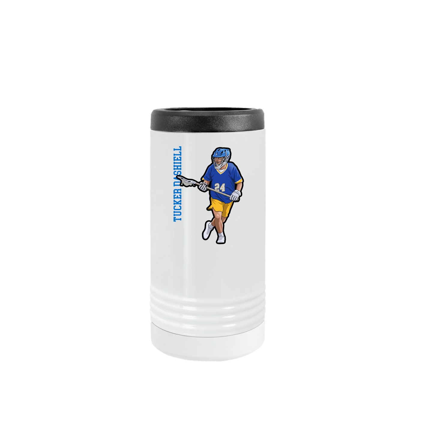 Slim Beverage Holder — Name Vertical in White