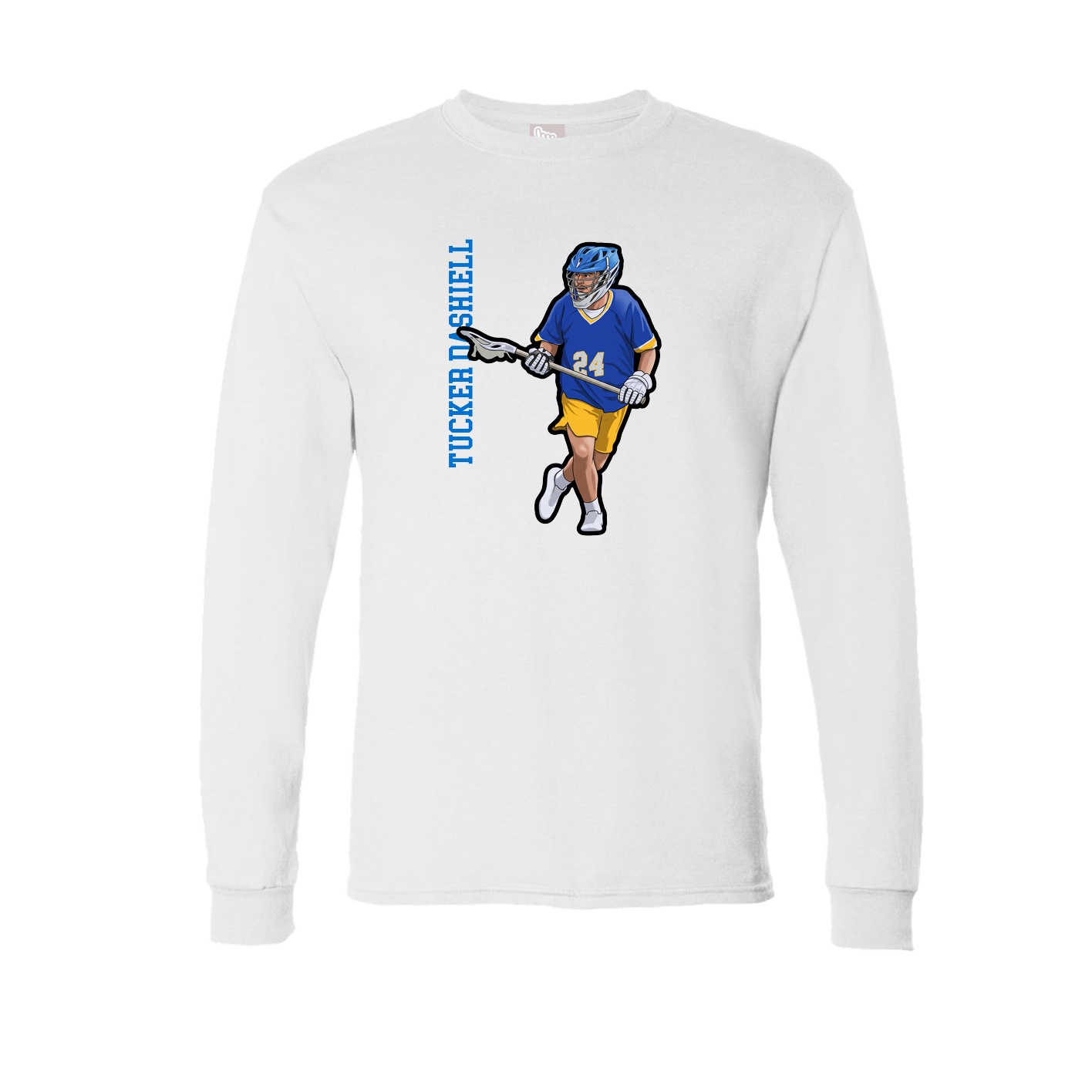 Long Sleeve Tee — Name Vertical in White