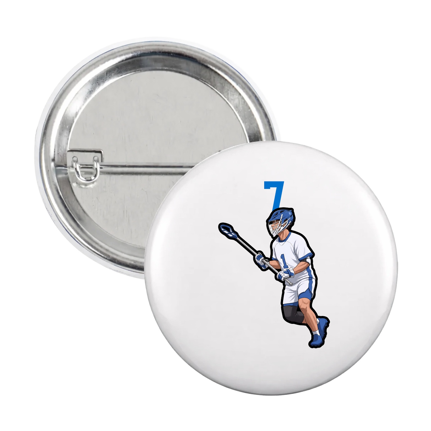 Game Day Button — Number Top in White