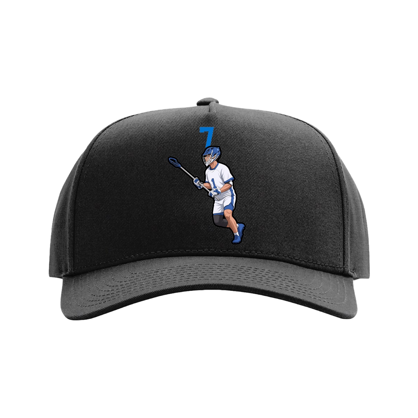 Full Fabric Five-Panel Champ Cap — Number Top in Black