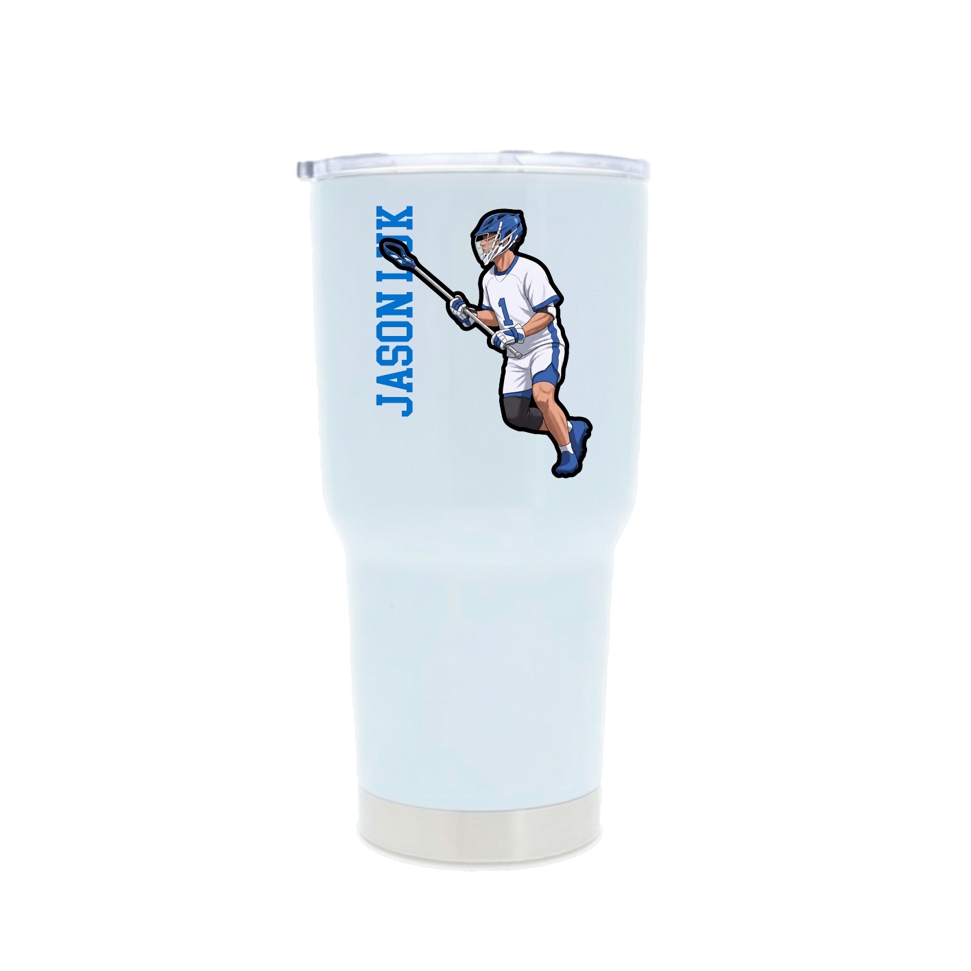 30oz Stainless Steel Tumbler — Name Vertical in White