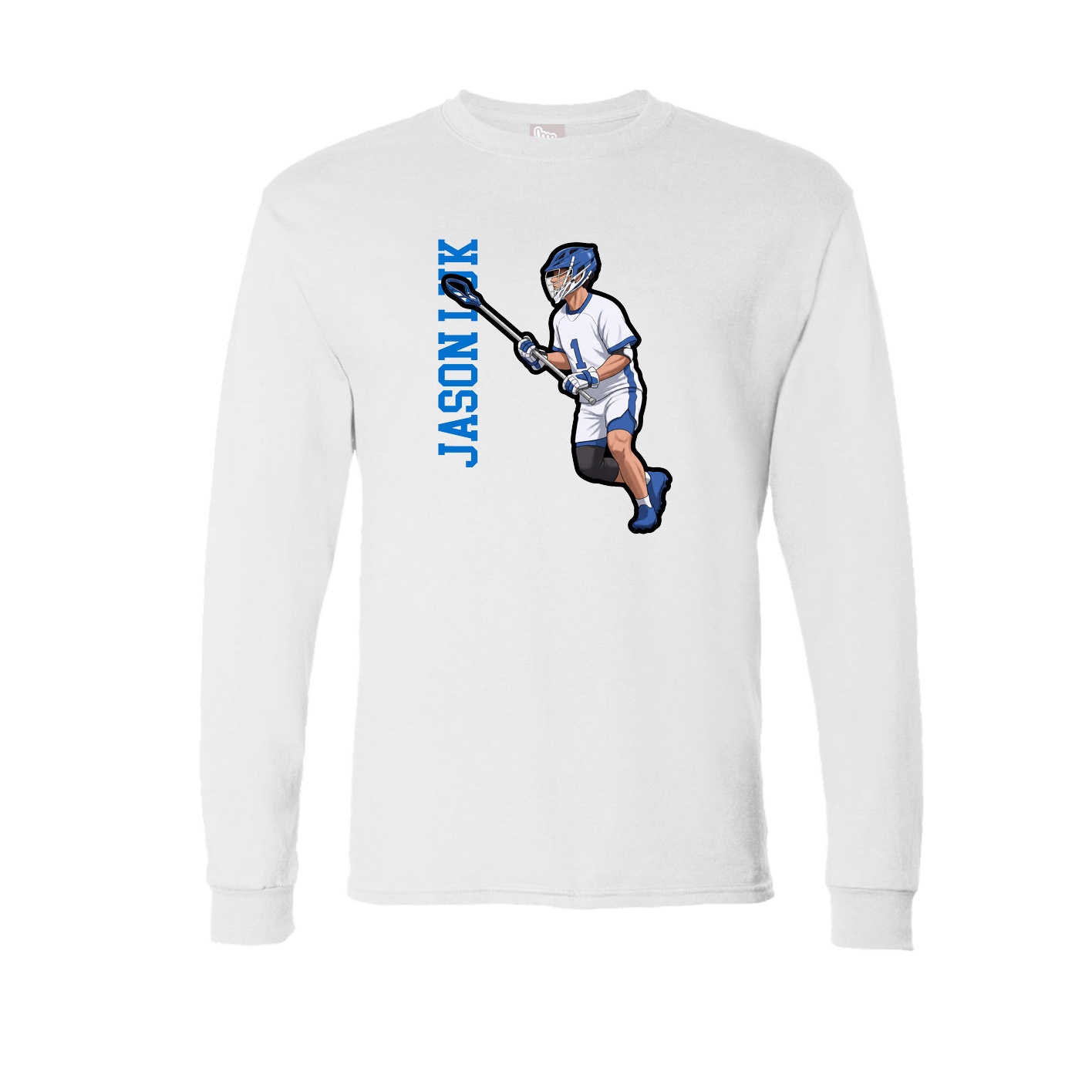 Long Sleeve Tee — Name Vertical in White