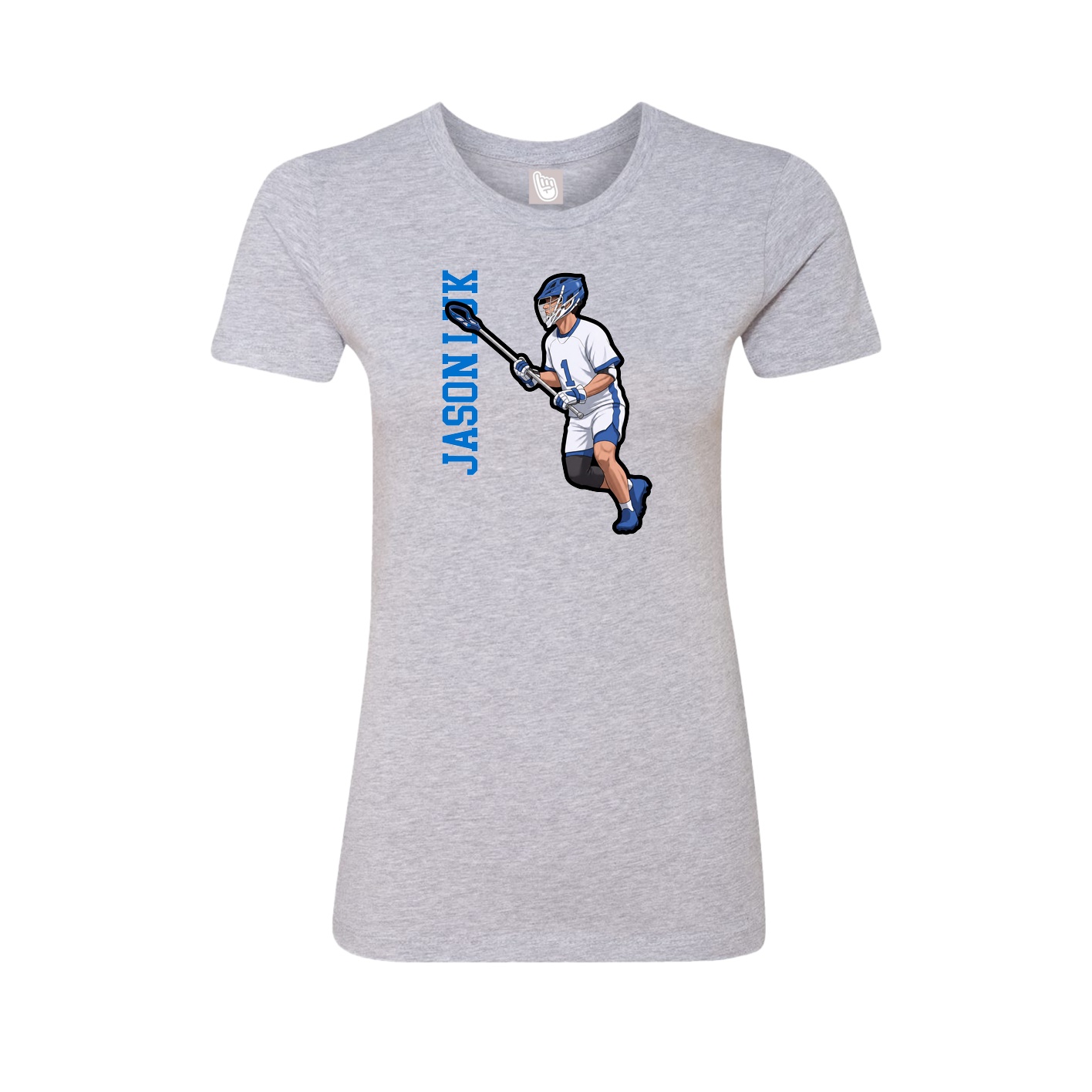 Fitted Women's Tee — Name Vertical in Grey