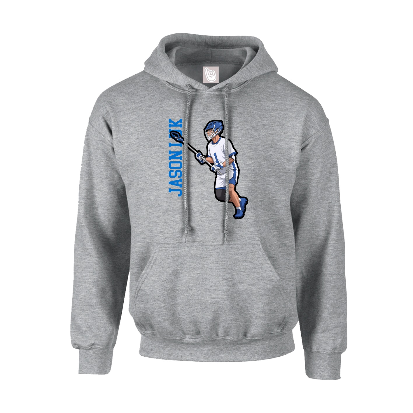 Hoodie — Name Vertical in Grey