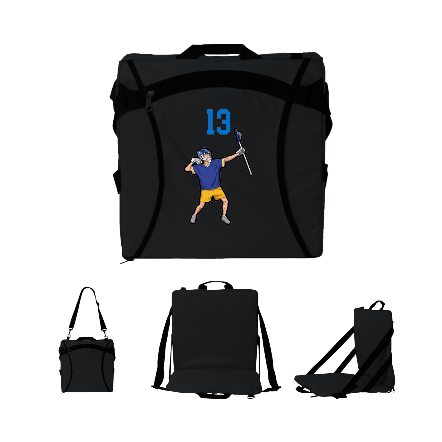 Folding Stadium Seat — Number Top in Black