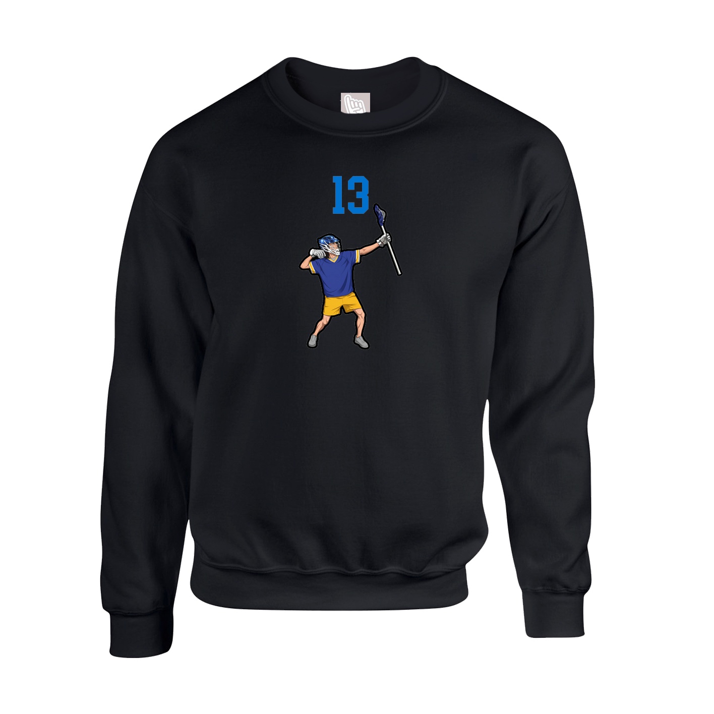 Fleece Crew — Number Top in Black