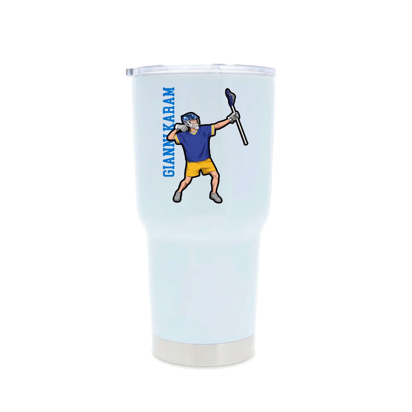 30oz Stainless Steel Tumbler — Name Vertical in White