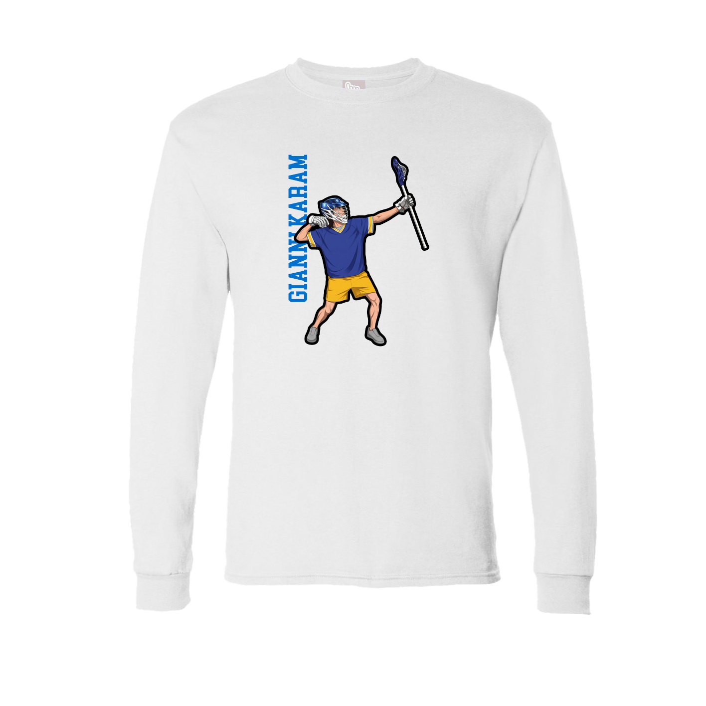 Long Sleeve Tee — Name Vertical in White