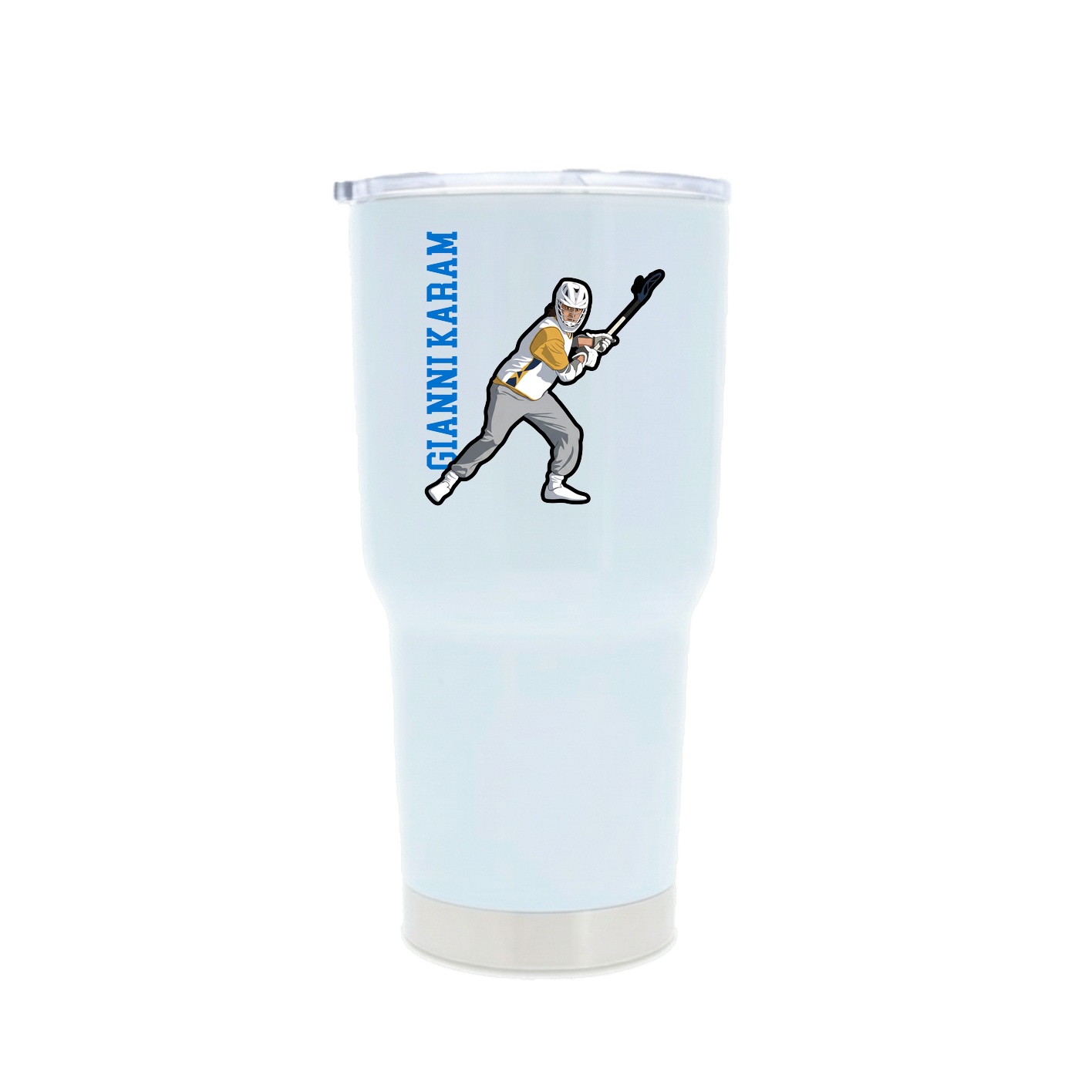 30oz Stainless Steel Tumbler — Name Vertical in White