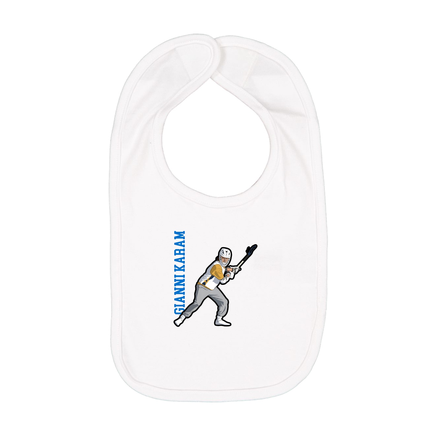 Infant Bib — Name Vertical in White