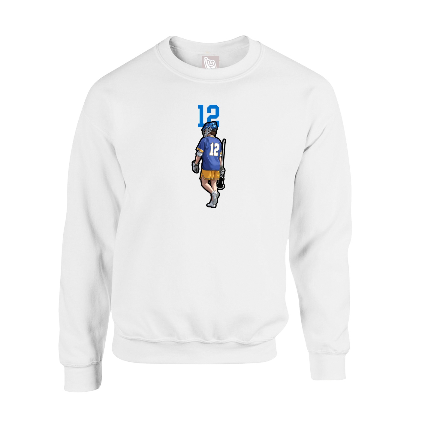 Fleece Crew — Number Top in White
