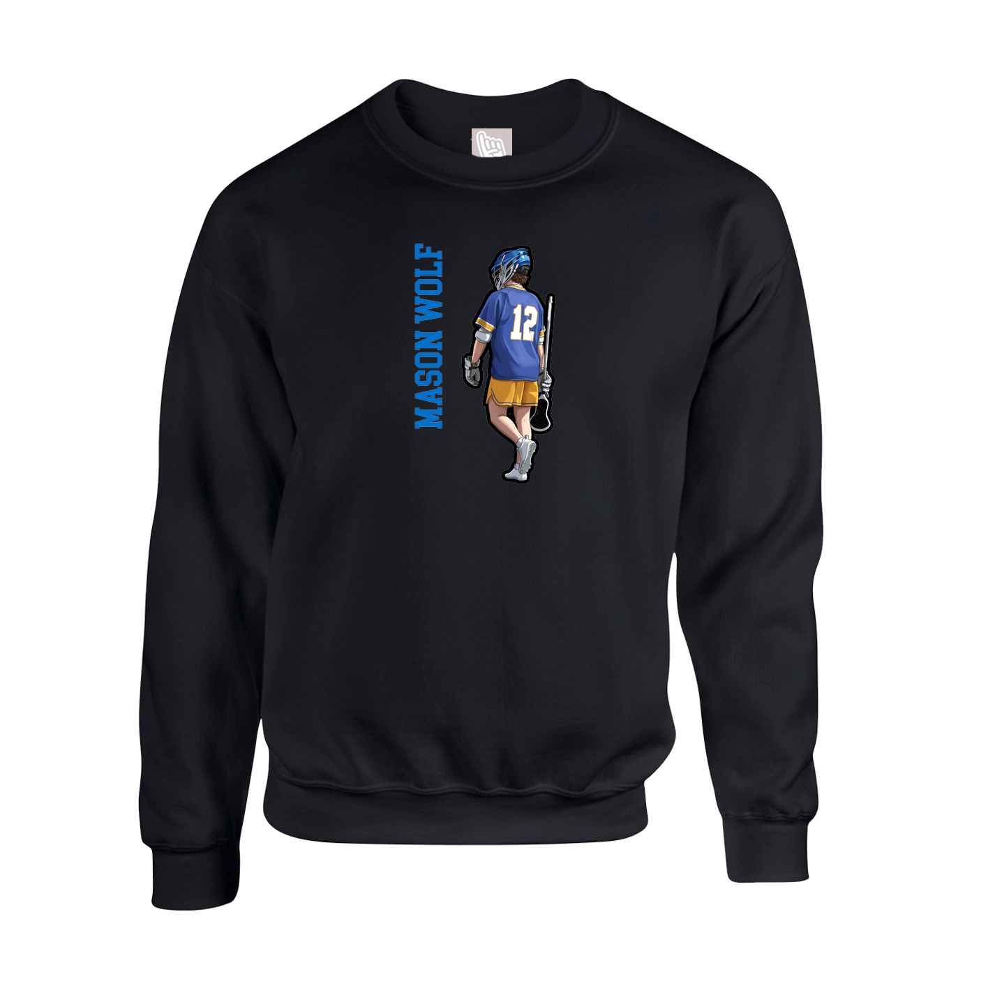 Fleece Crew — Name Vertical in Black