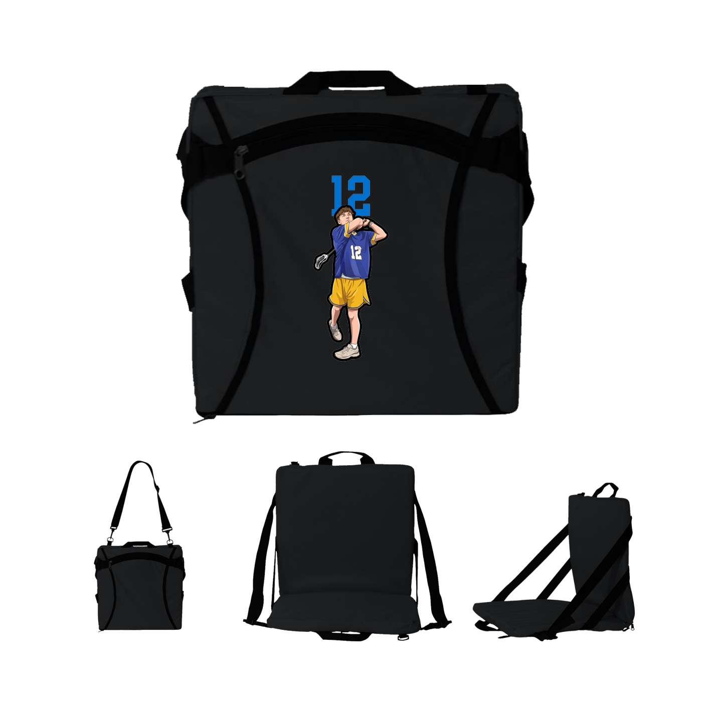 Folding Stadium Seat — Number Top in Black