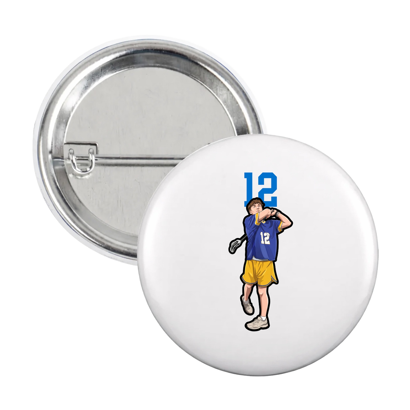 Game Day Button — Number Top in White
