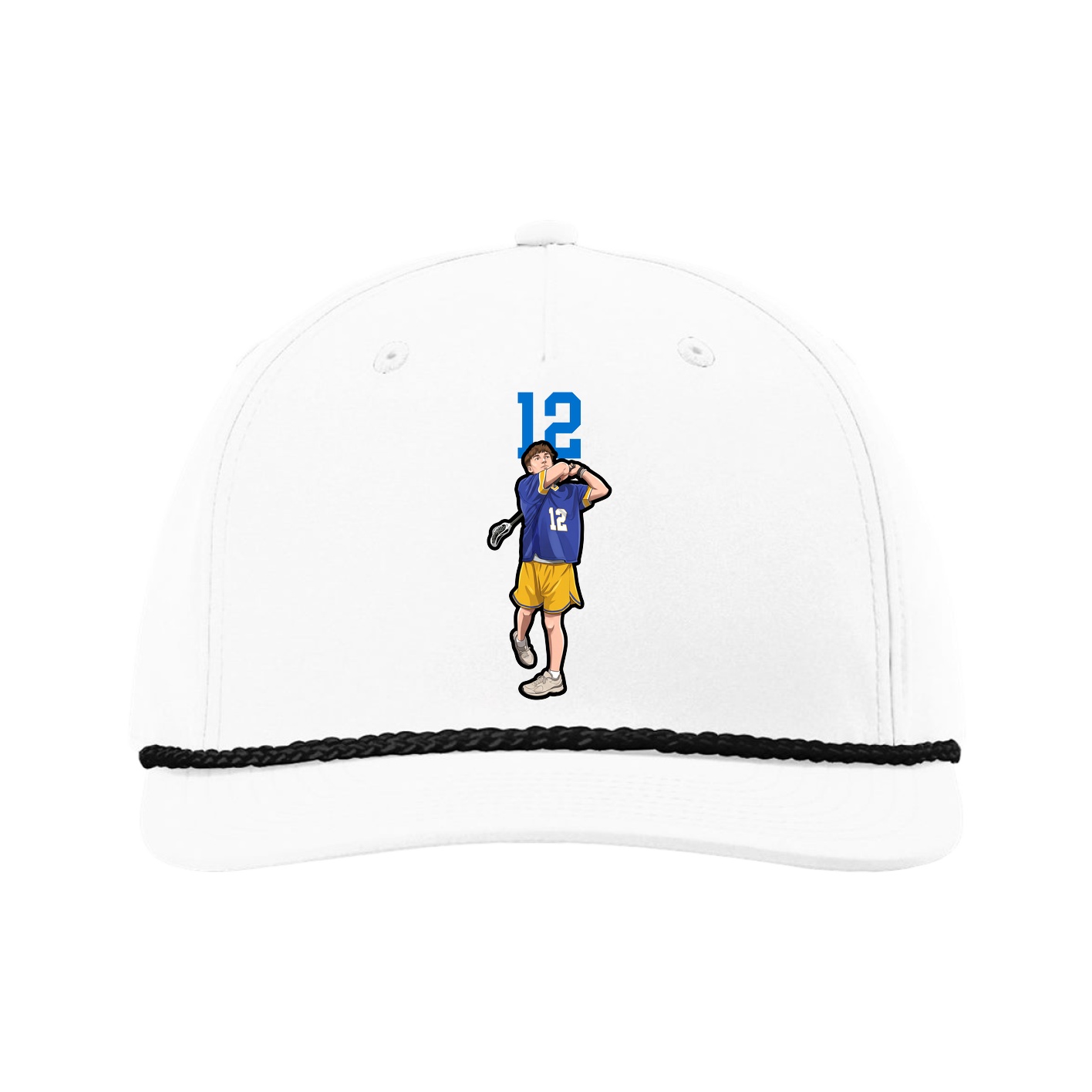 Five-Panel Classic Rope Cap — Number Top in White