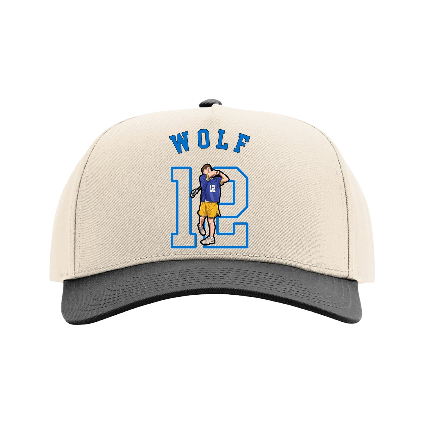 Full Fabric Five-Panel Champ Cap — Shirsey Arch in Cream/Black