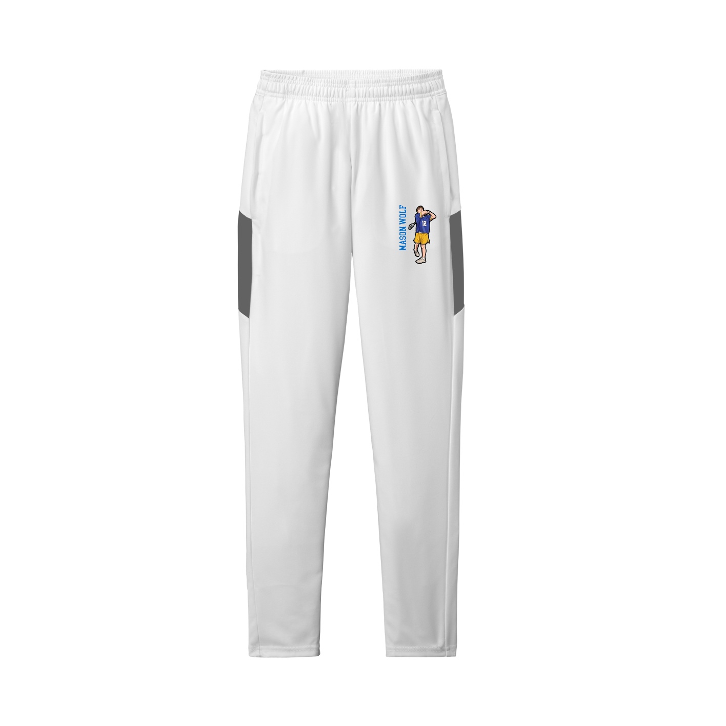 Team Travel Pant — Name Vertical in White/Grey