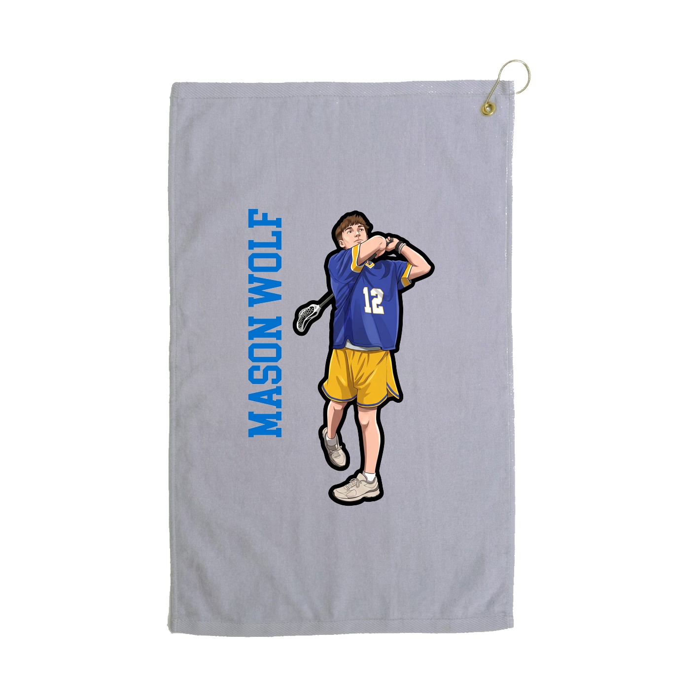 Golf Towel — Name Vertical in Grey