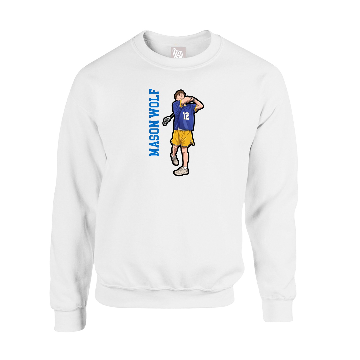 Fleece Crew — Name Vertical in White