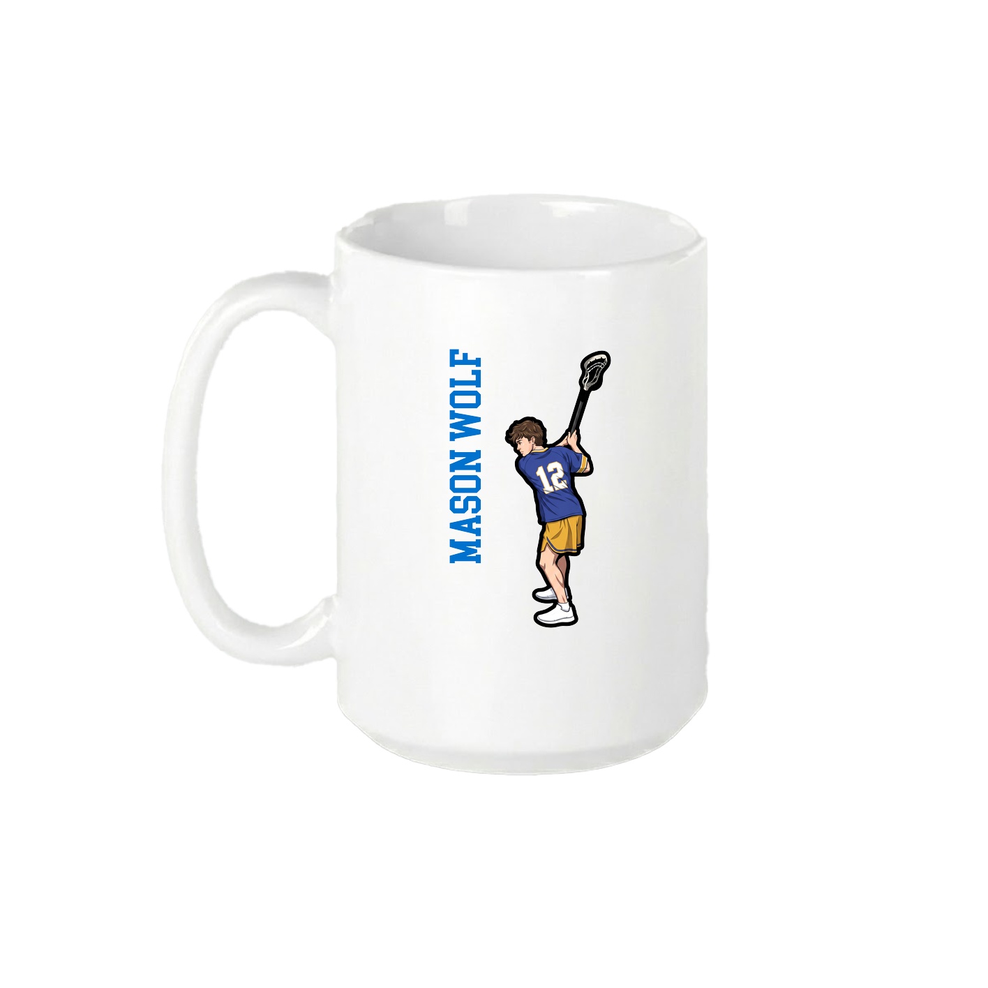 15oz Coffee Mug — Name Vertical in White