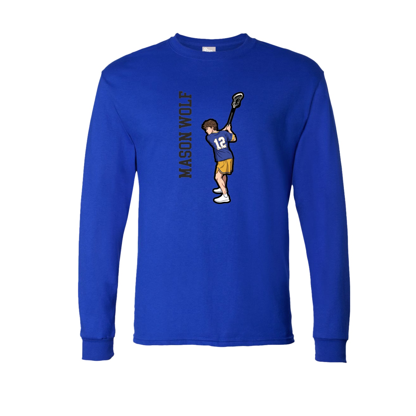 Long Sleeve Tee — Name Vertical in Royal