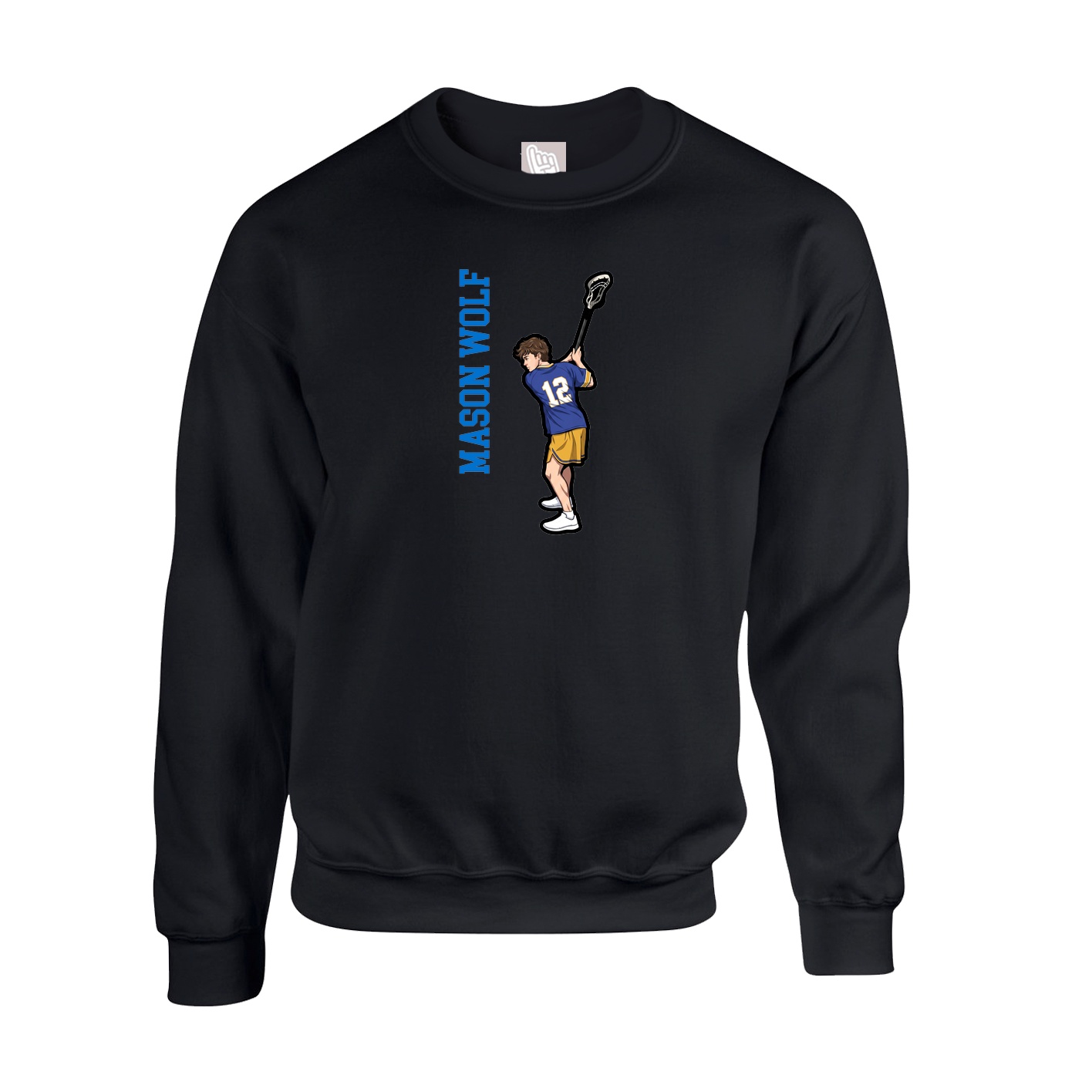 Fleece Crew — Name Vertical in Black