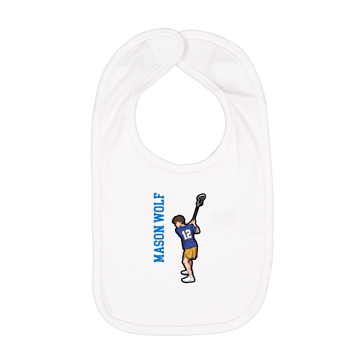 Infant Bib — Name Vertical in White